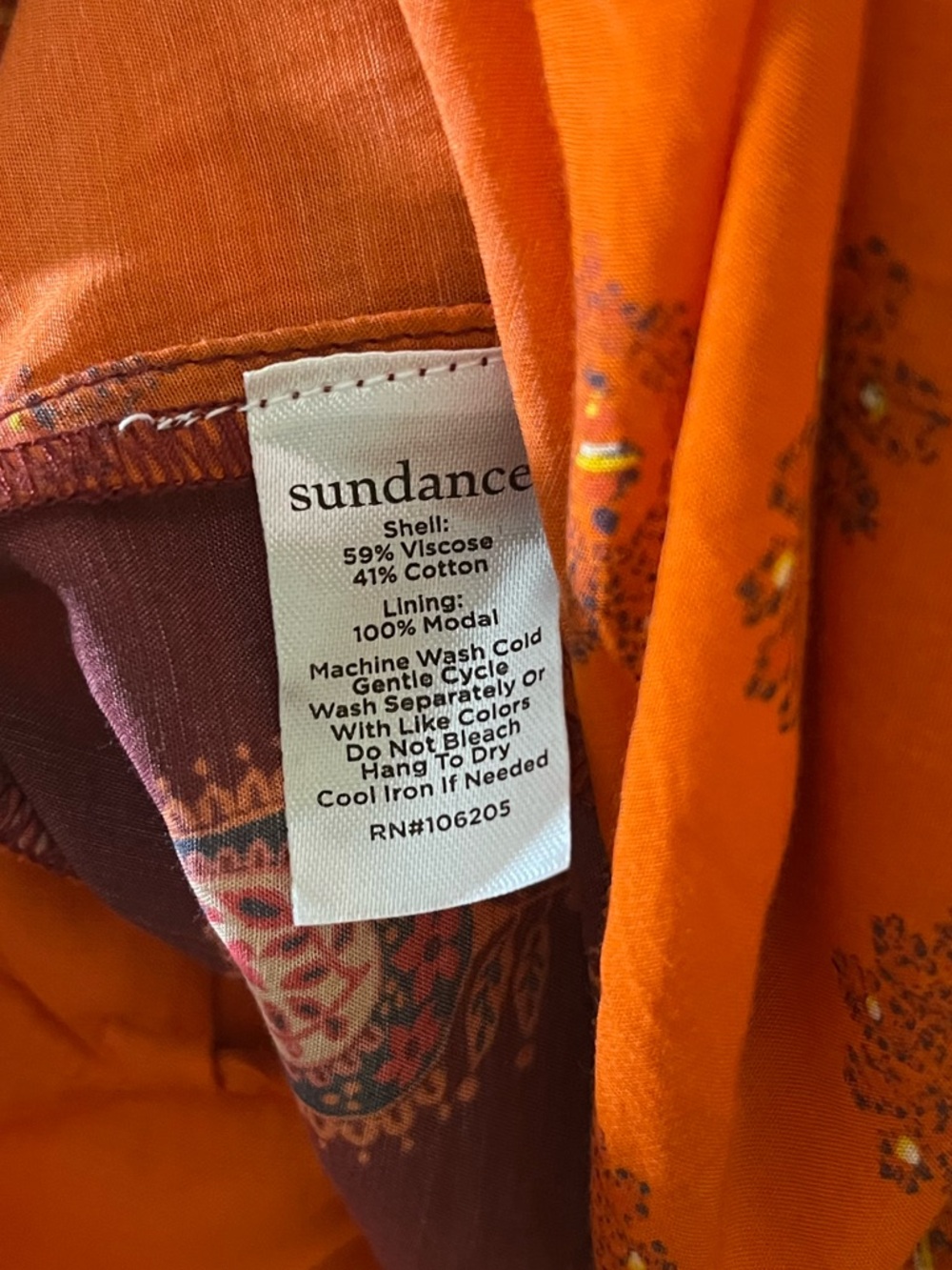 Sundance Bondi Beauty Rich Two-Tone Orange & Burgundy Paisley Maxi Dress - Picture 11 of 15
